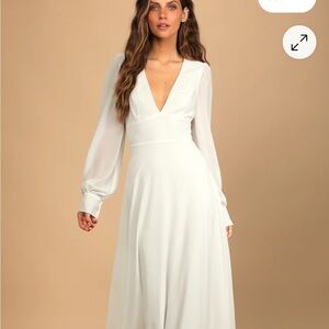 Bridal Lulu's White Long Sleeve Maxi Dress Large